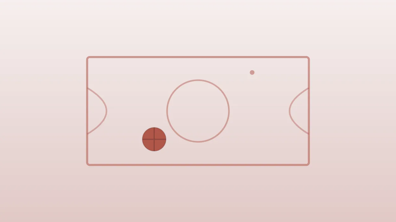 Concept illustration of a basketball court with a single ball resting near the free-throw line, on a pale background, with no people, no logos and no readable text.