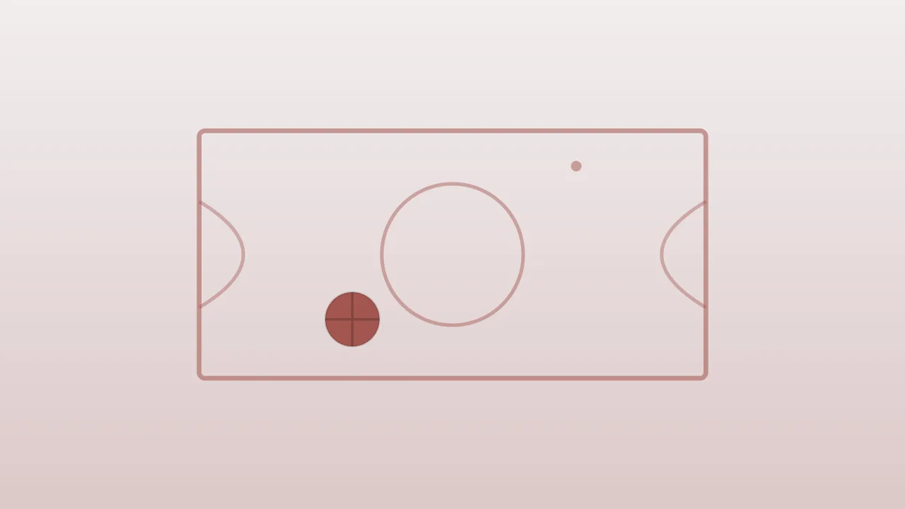 Concept illustration of a basketball court with a single ball resting near the free-throw line, on a pale background, with no people, no logos and no readable text.